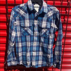Ariat Men's Blue Plaid pearl snap Shirt
